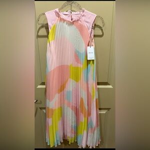 Reíss NWT Easter Pixie Rainbow Ruffle  Pleated Midi Dress SOLD OUT rare 12-13 Sz